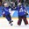 GANGNEUNG, SOUTH KOREA - FEBRUARY 22: USA's Jocelyne Lamoureux-Davidson #17 celebrates with Maddie Rooney #35 after scoring a shoot-out goal against Canada during gold medal game action at the PyeongChang 2018 Olympic Winter Games. (Photo by Andre Ringuette/HHOF-IIHF Images)

